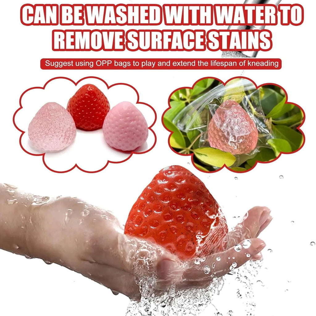 Taba Squishies Strawberry Fruit Squeeze Toys Kawaii Sticky Stress Fidget Toy Gift Perfect Desk Accessory for Kids Adults