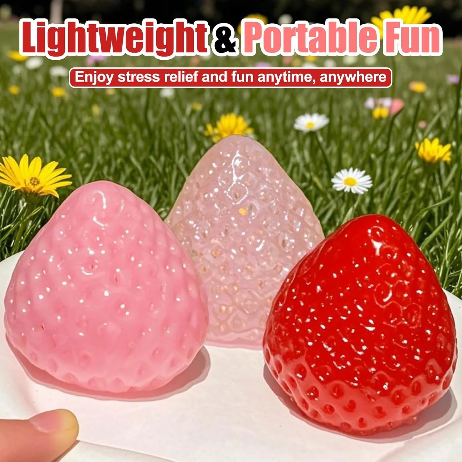 Taba Squishies Strawberry Fruit Squeeze Toys Kawaii Sticky Stress Fidget Toy Gift Perfect Desk Accessory for Kids Adults