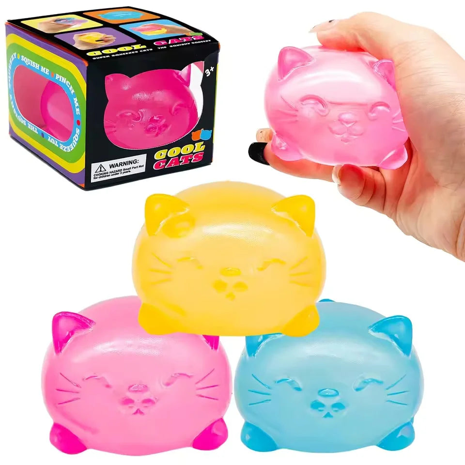 1Pc Mini Cute Cat Maltose Decompression Toy Non Stick Odorless Non-toxic Fun Toy Pressure Relief Tool For Adults and Students