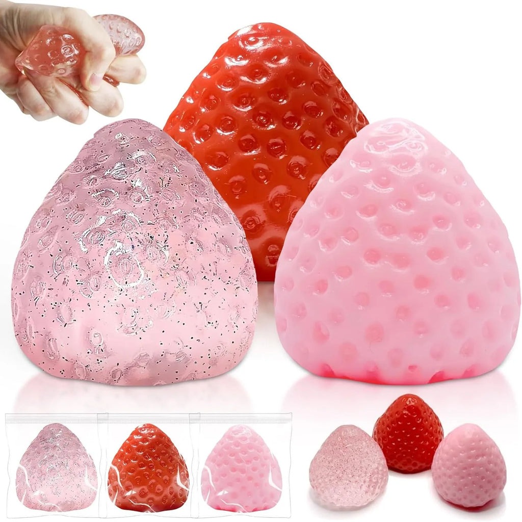 Taba Squishies Strawberry Fruit Squeeze Toys Kawaii Sticky Stress Fidget Toy Gift Perfect Desk Accessory for Kids Adults